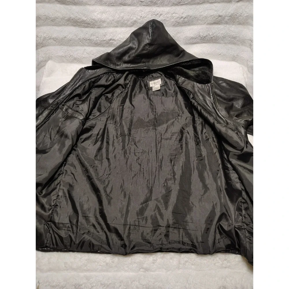 Charles Klein Genuine Leather Jacket & Leather Hood Sz XL + Removable liner Sz M - Picture 7 of 11